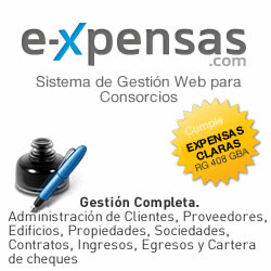 E-xpensas.com Sistema de gestion web para consorcios. le permite generar la facturacion mensual de alquileres y la liquidacion de expensas, de una forma sencilla y rapida. Adecuado para Resoluci�n 408 SECGCYAC  Expensas Claras